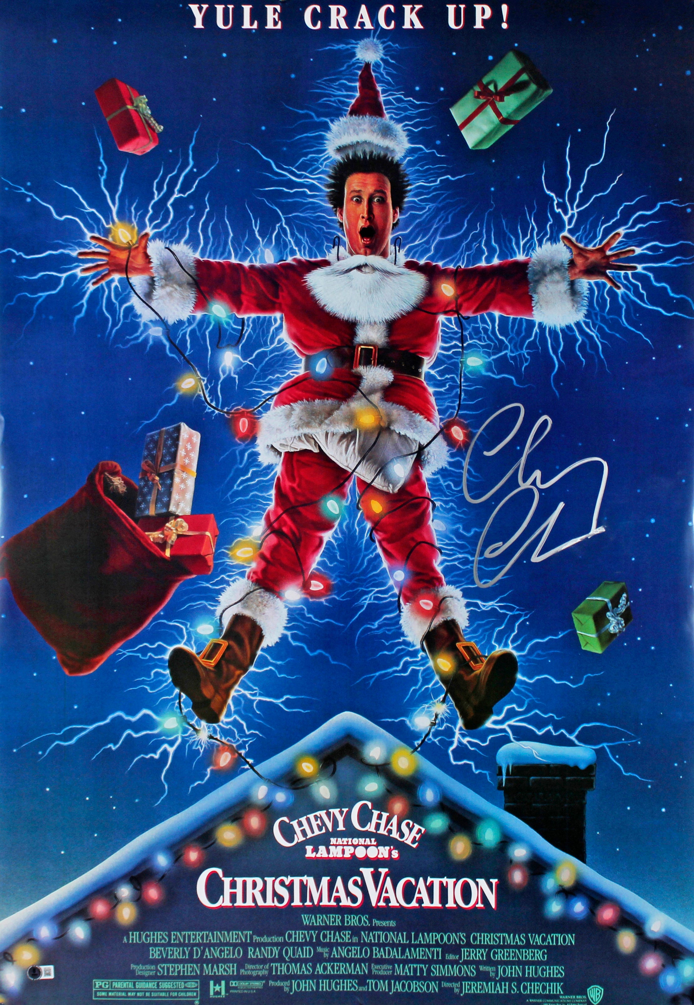 Chevy Chase Christmas Vacation Signed 24x36 Movie Poster BAS Witness #1W310423