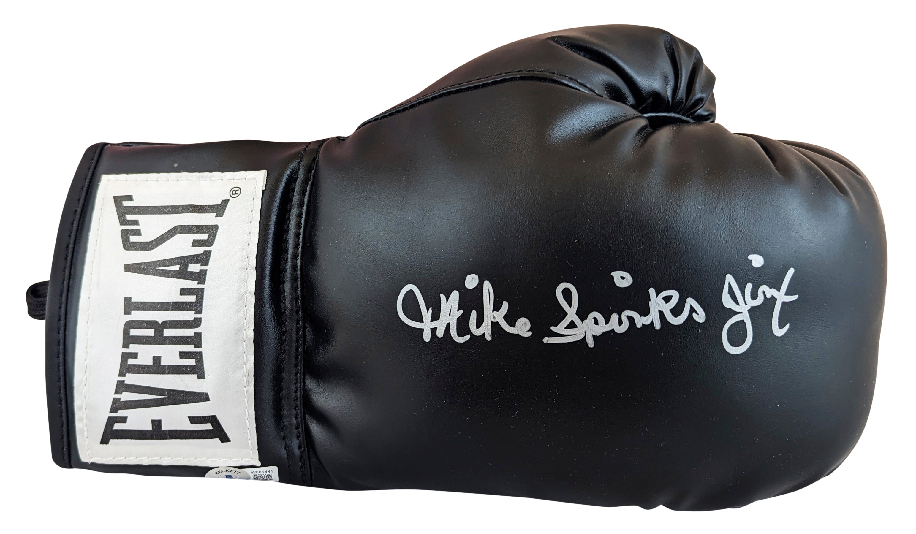 Michael Spinks Authentic Signed Right Hand Black Everlast Boxing Glove BAS Wit