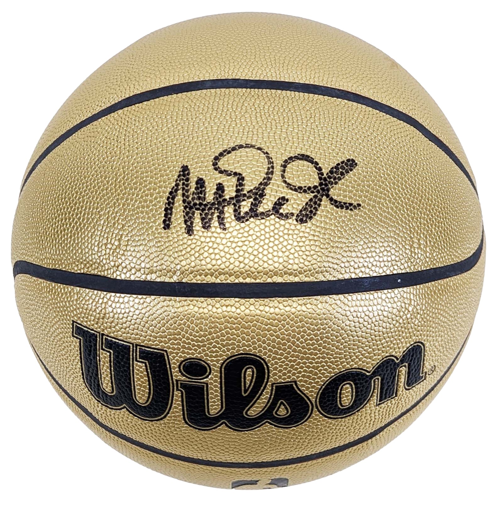 Lakers Magic Johnson Signed Gold Wilson 75th Anniversary Basketball BAS Witness