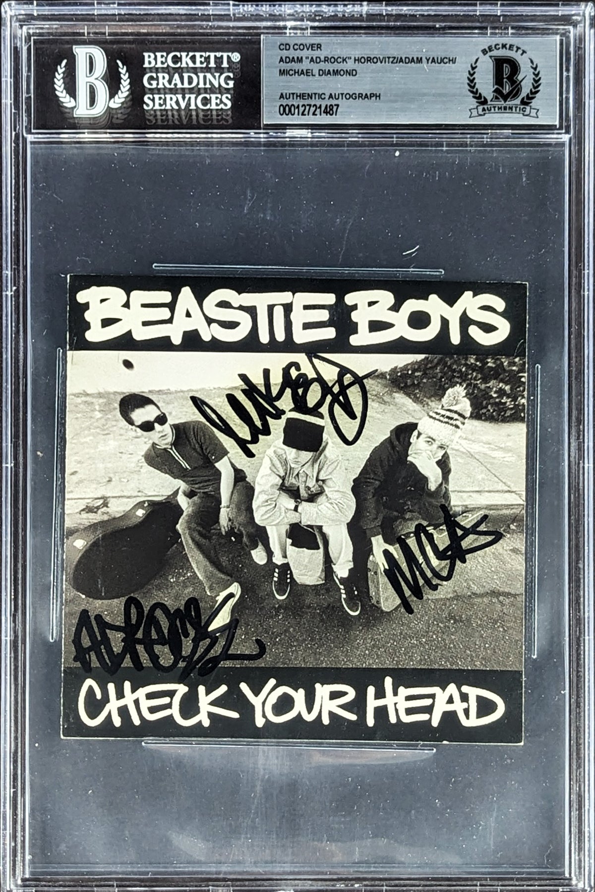 Beastie Boys Ad-Rock, Mike D & MCA Signed Check Your Head Cd Cover BAS Slabbed