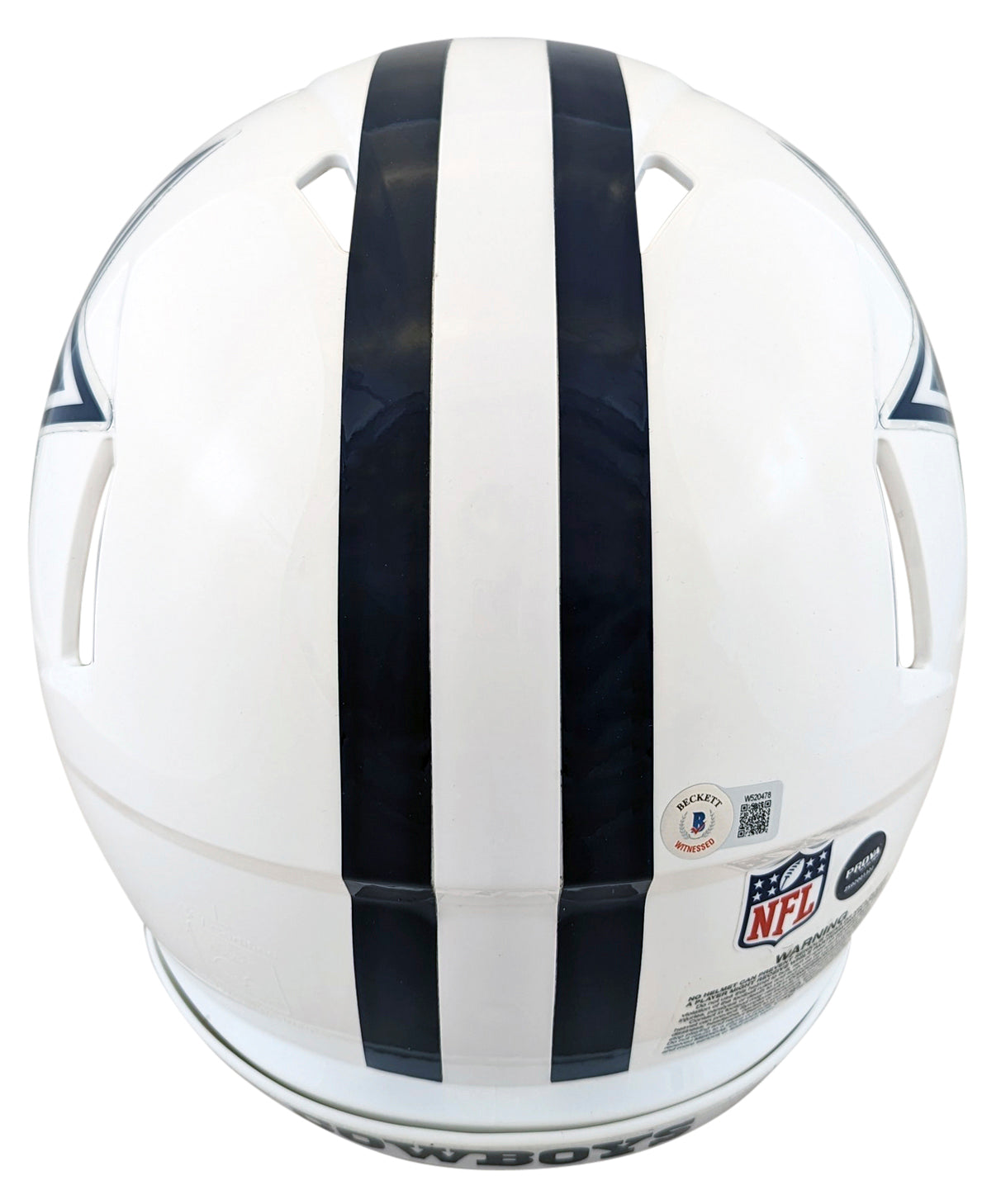 Cowboys Emmitt Smith Signed '22 Alt White Full Size Speed Proline Helmet BAS Wit