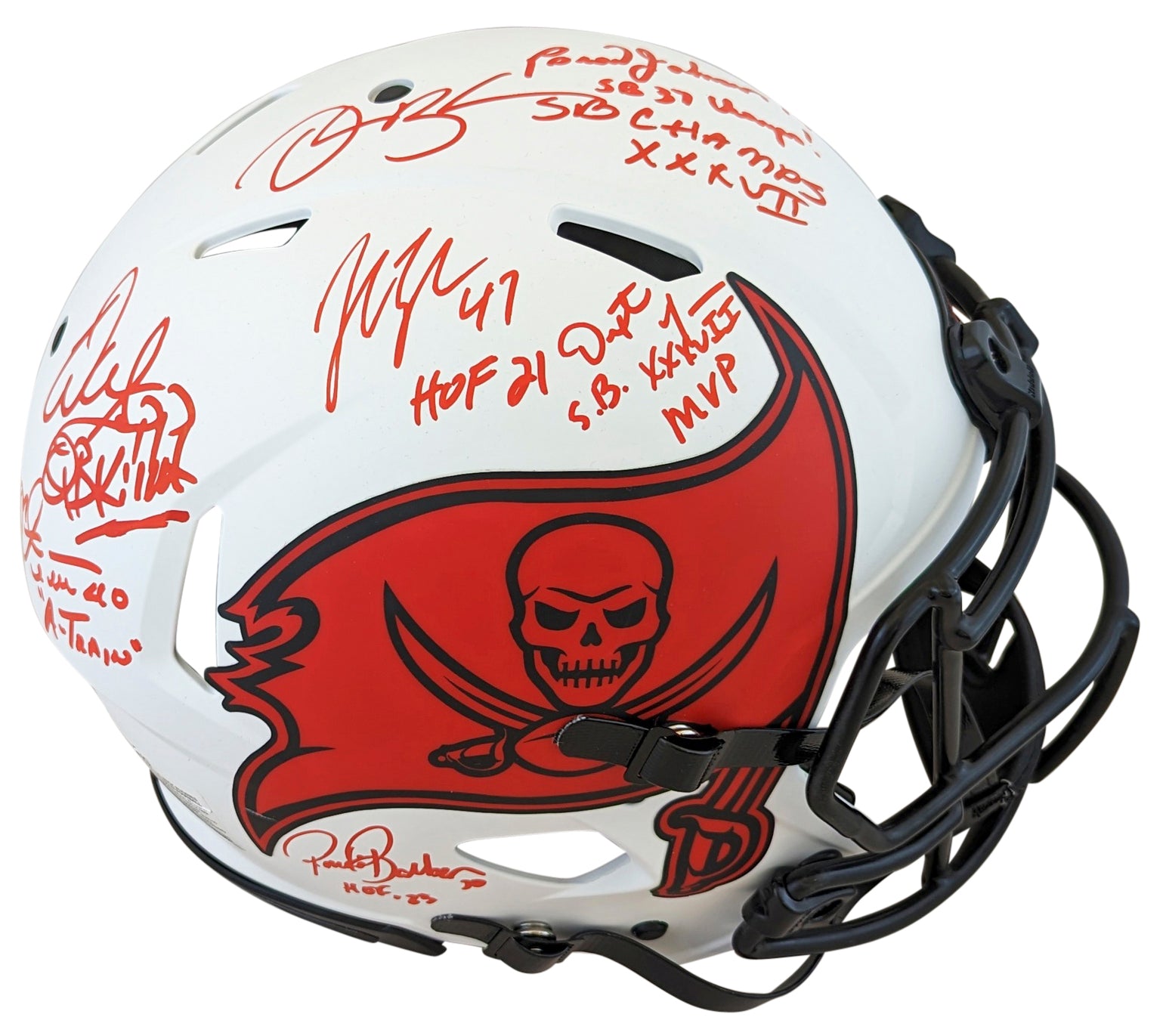 Bucs SB 37 (7) Sapp, Lynch, Alstott Signed Lunar F/S Speed Proline Helmet BAS W