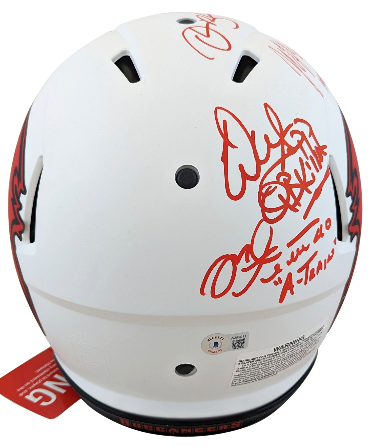 Bucs SB 37 (7) Sapp, Lynch, Alstott Signed Lunar F/S Speed Proline Helmet BAS W