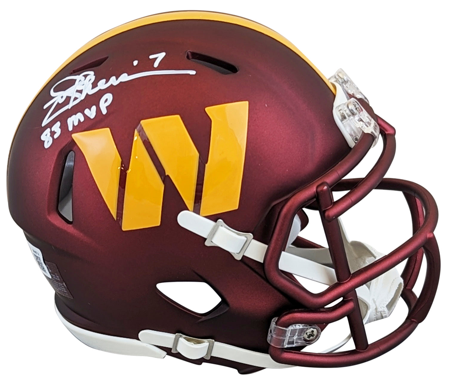 ** HOLIDAY DOORBUSTER ** Commanders Joe Theismann "83 NFL MVP" Signed Speed Mini Helmet BAS Witnessed