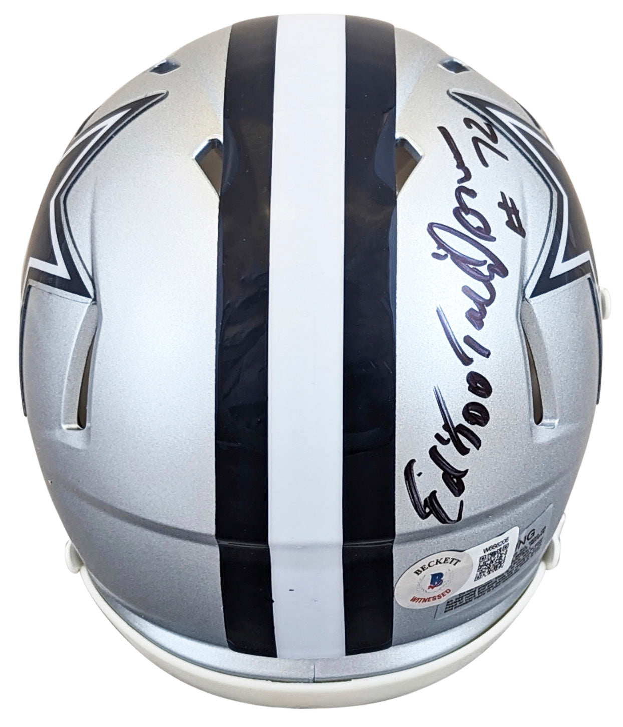 Cowboys Ed "Too Tall" Jones "America's Team" Signed Speed Mini Helmet BAS Wit