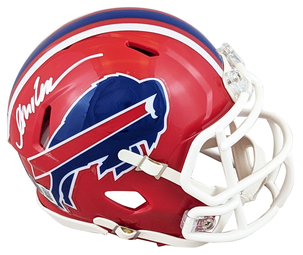 Bills Andre Reed Signed 1987-01 TB Speed Mini Helmet W/ Case BAS Witnessed
