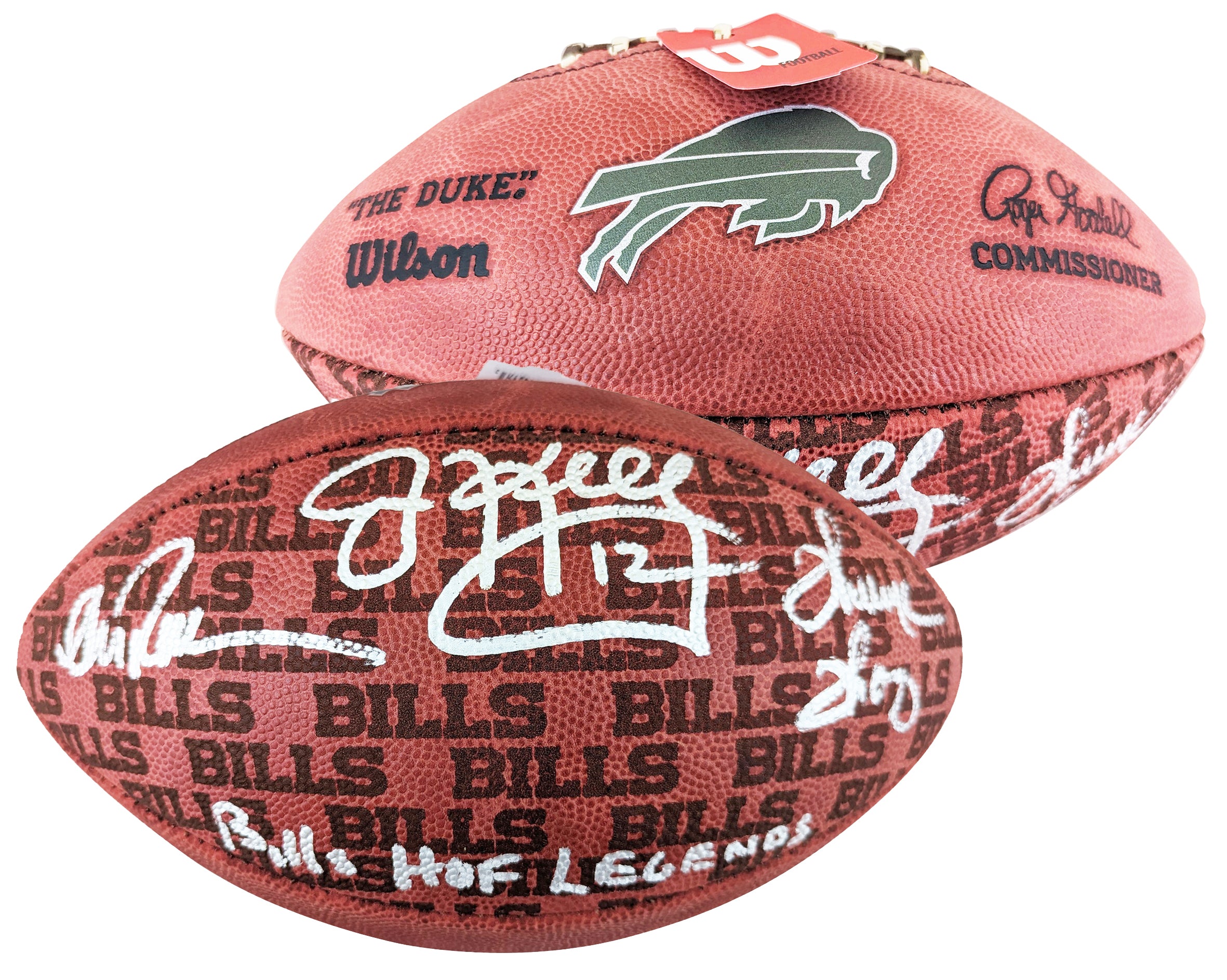 Bills (3) Reed, Kelly & Thomas Signed Wilson "Duke" Showcase Nfl Football BAS W