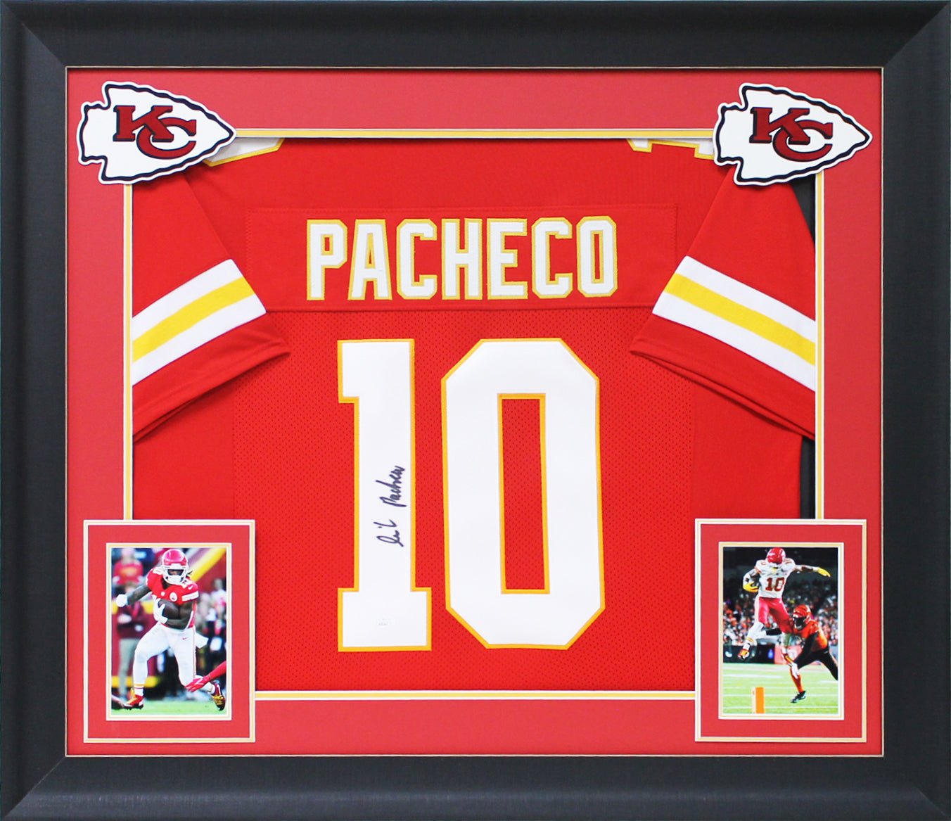 Isiah Pacheco Authentic Signed Red Pro Style Framed Jersey Autographed JSA