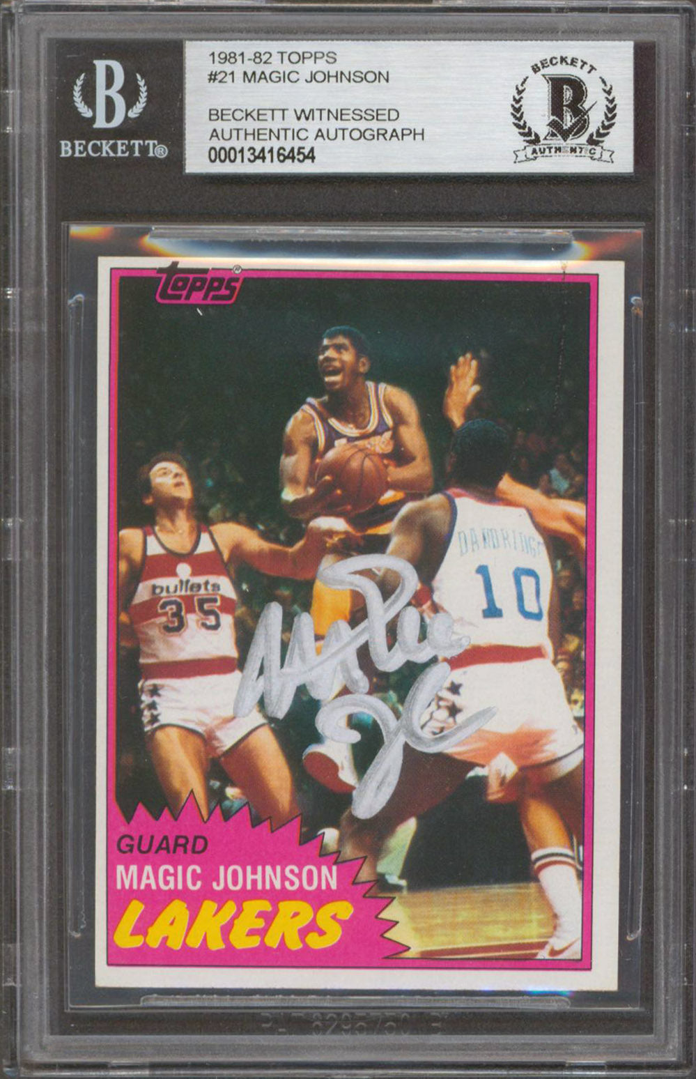 Lakers Magic Johnson Authentic Signed 1981 Topps #21 Card BAS Slabbed