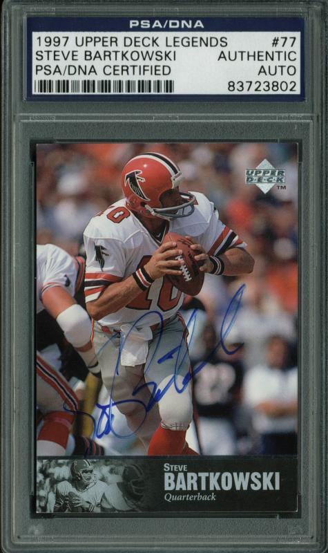 Falcons Steve Bartkowski Signed Card 1997 Upper Deck Legends #77 PSA/DNA Slabbed