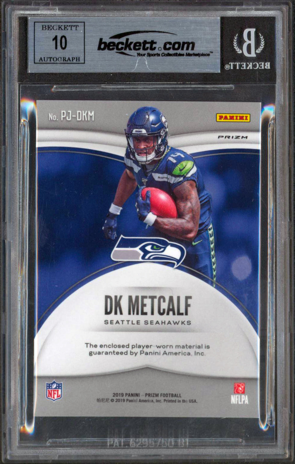 Seahawks DK Metcalf Signed 2019 Panini Prizm Premier 19 RC Auto 10! BAS Slabbed