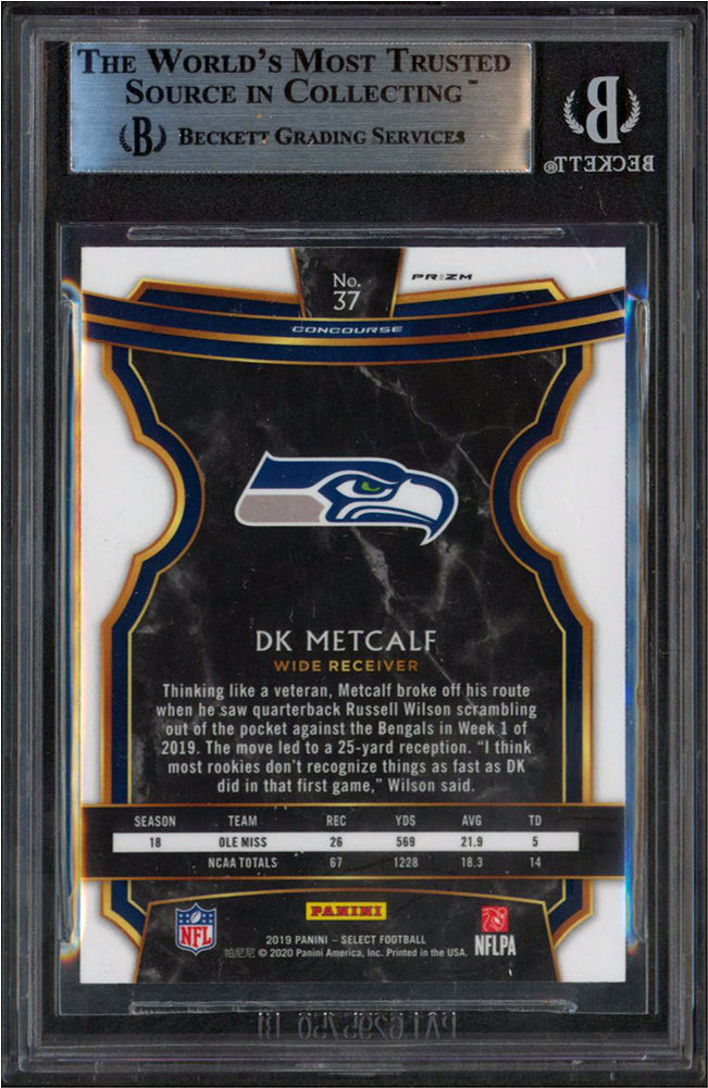 Seahawks DK Metcalf Signed 2019 Select Prizm Silver #37 Rookie Card BAS Slabbed