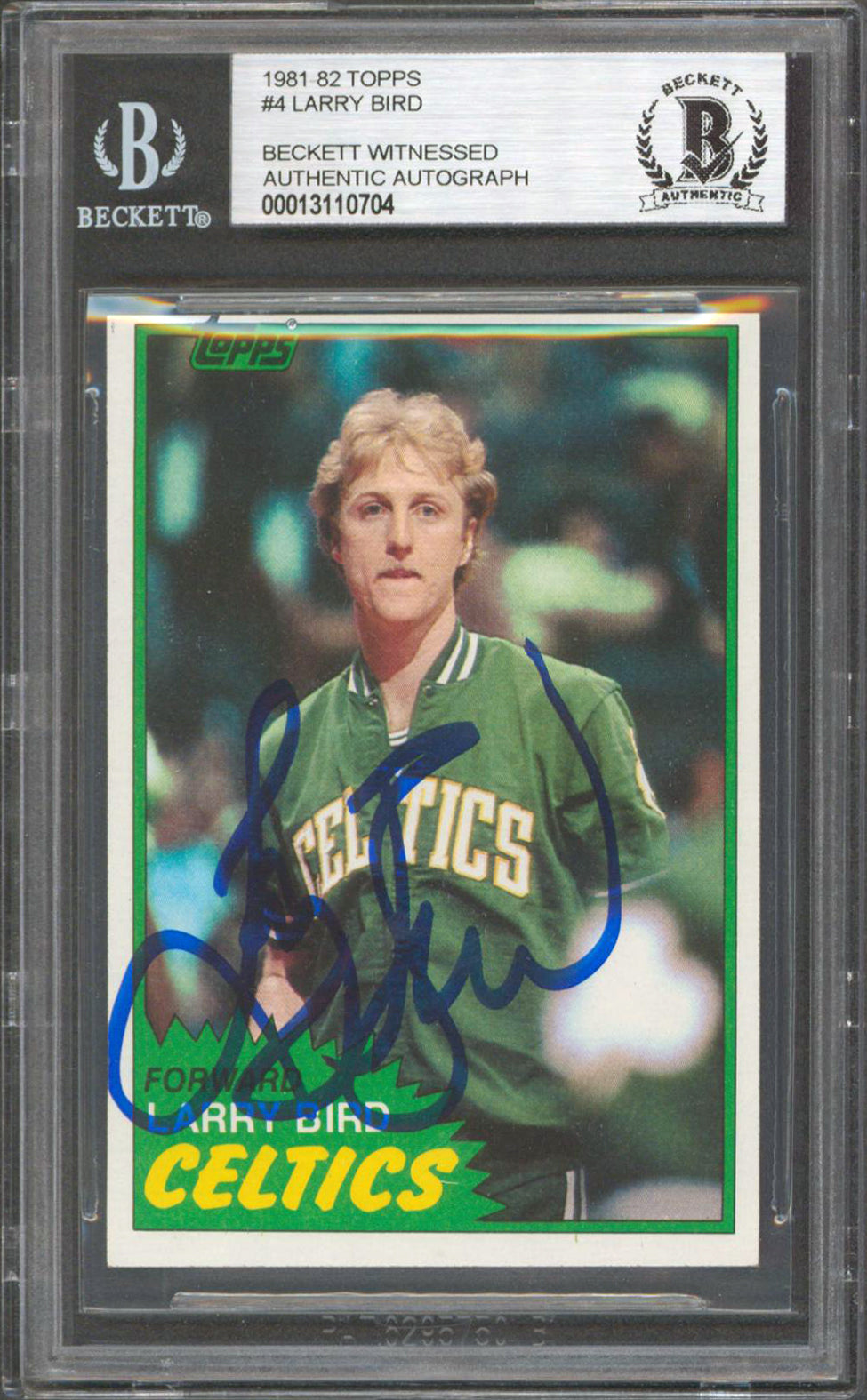 Celtics Larry Bird Authentic Signed 1981 Topps #4 Card Autographed BAS Slabbed