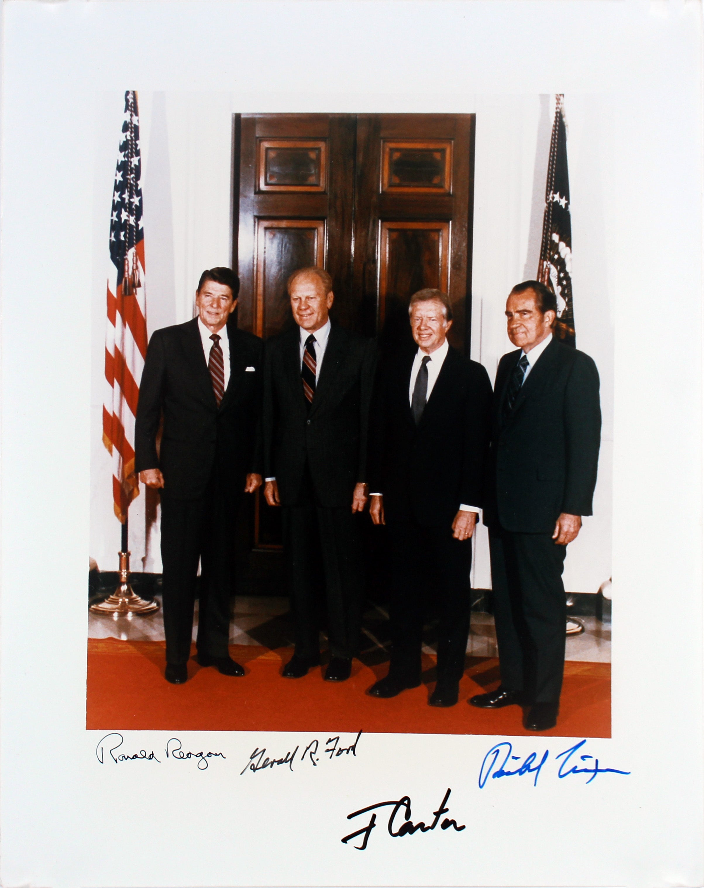 (4) Presidents Reagan, Ford, Nixon & Carter Signed 11x14 Photo PSA & BAS LOAs