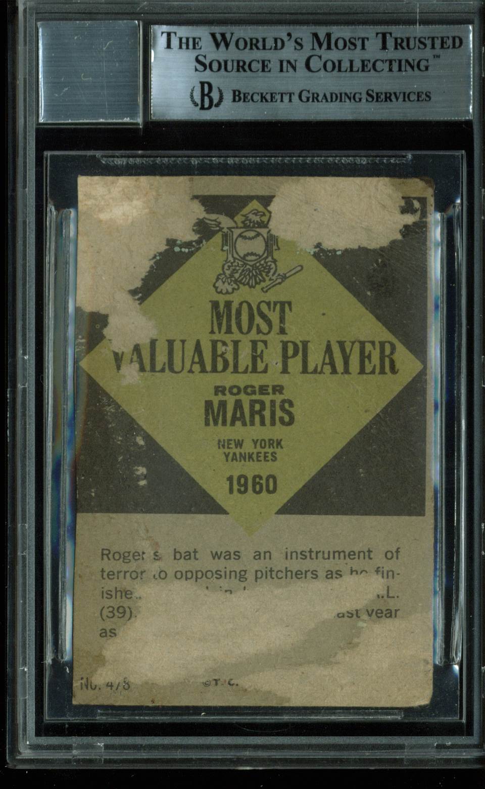 Yankees Roger Maris Signed 1961 Topps #478 Card Auto Graded Mint 9! BAS Slabbed