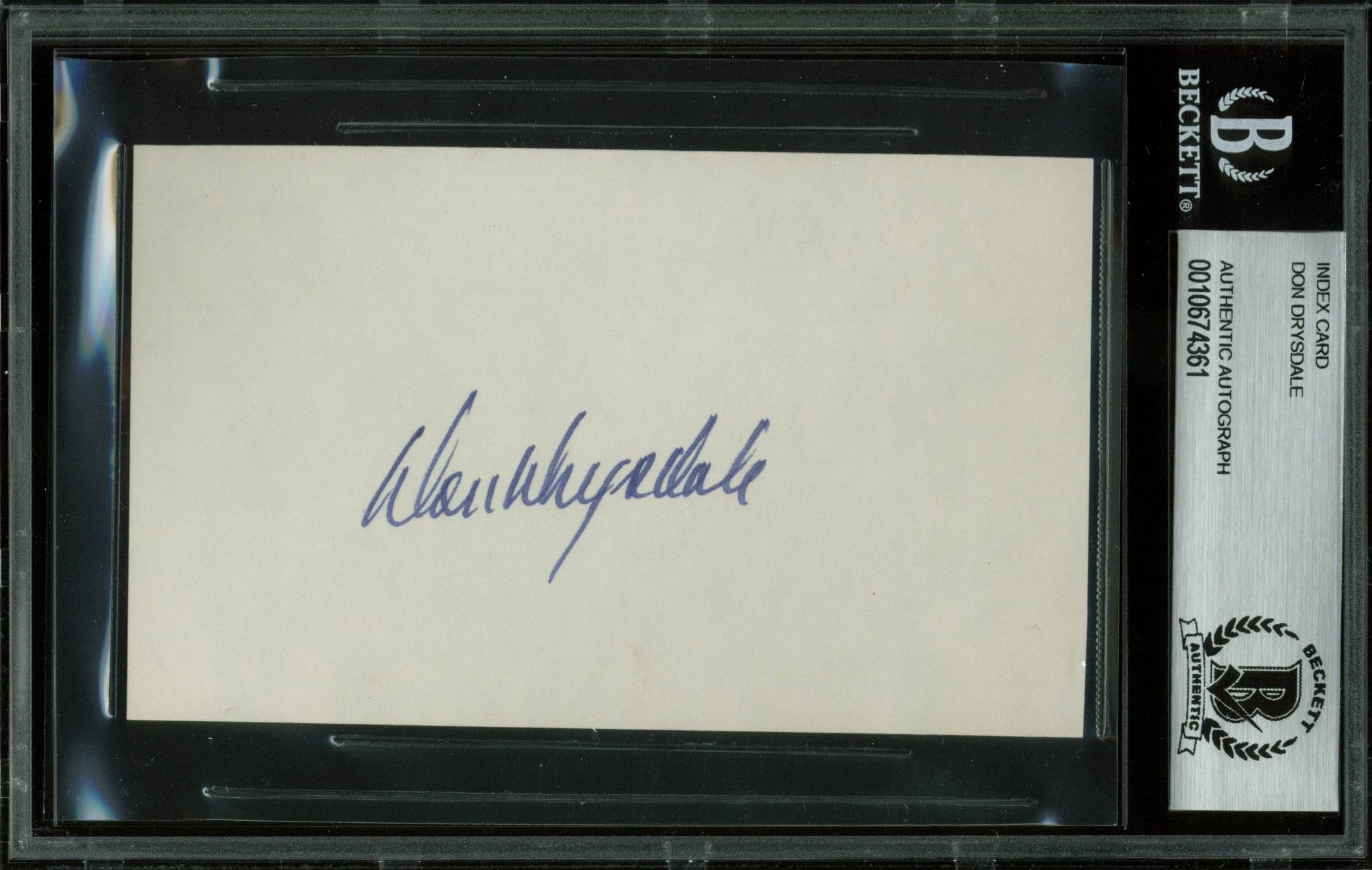 Dodgers Don Drysdale Authentic Signed 3x5 Index Card Autographed BAS Slabbed