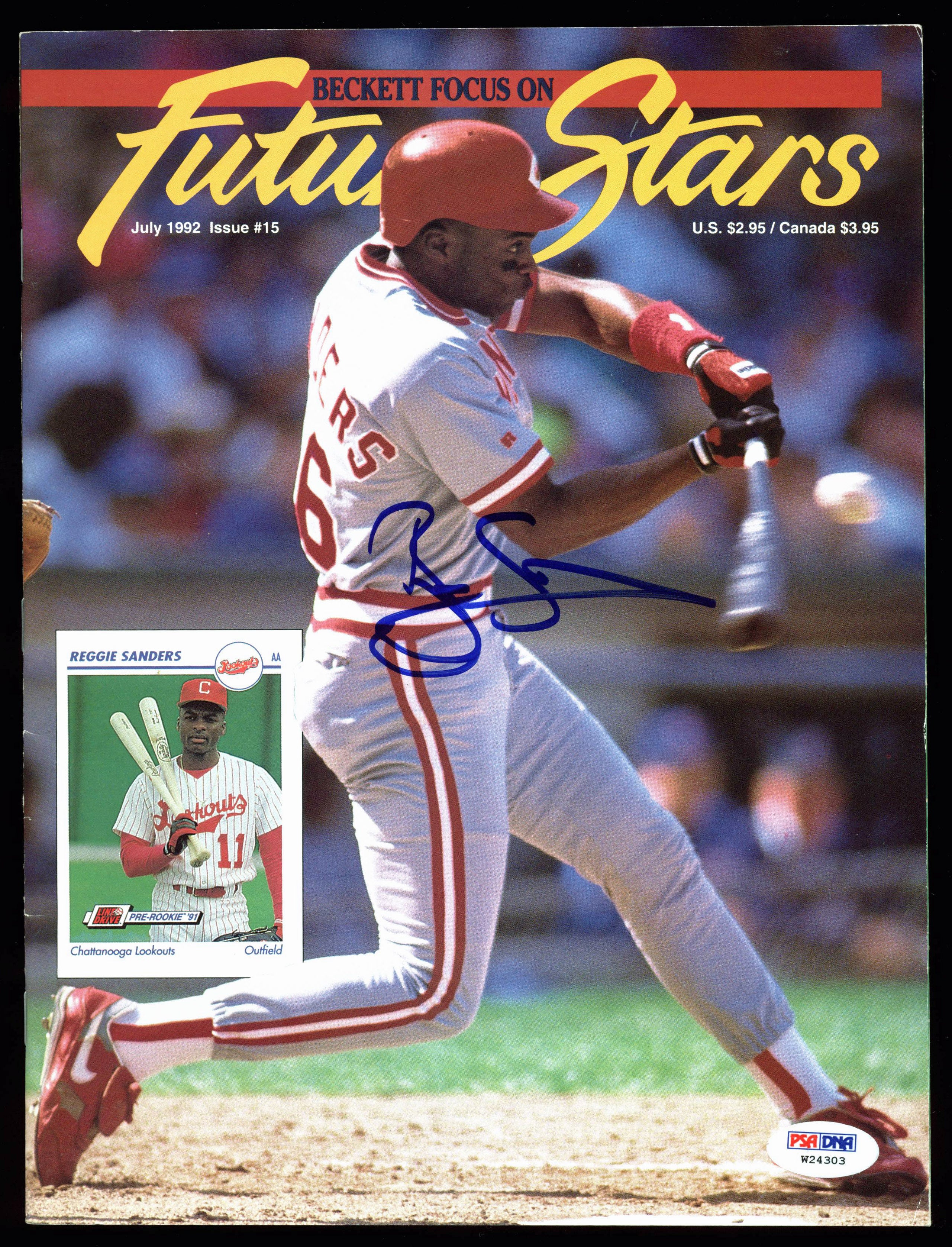 Reds Reggie Sanders Authentic Signed July 1992 Beckett Magazine PSA/DNA #W24303