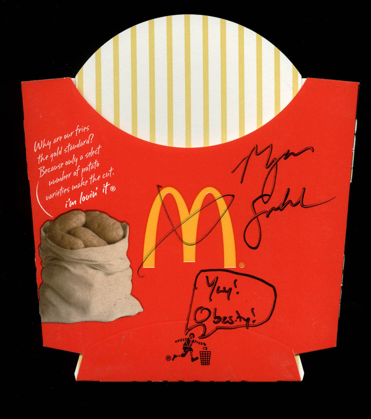 Morgan Spurlock "Yay! Obesity!" Signed McDonald's Large Fry  PSA/DNA #V22456