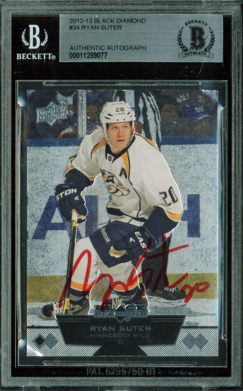 Wild Ryan Suter Authentic Signed 2013 Black Diamond #34 Auto Card BAS Slabbed 2