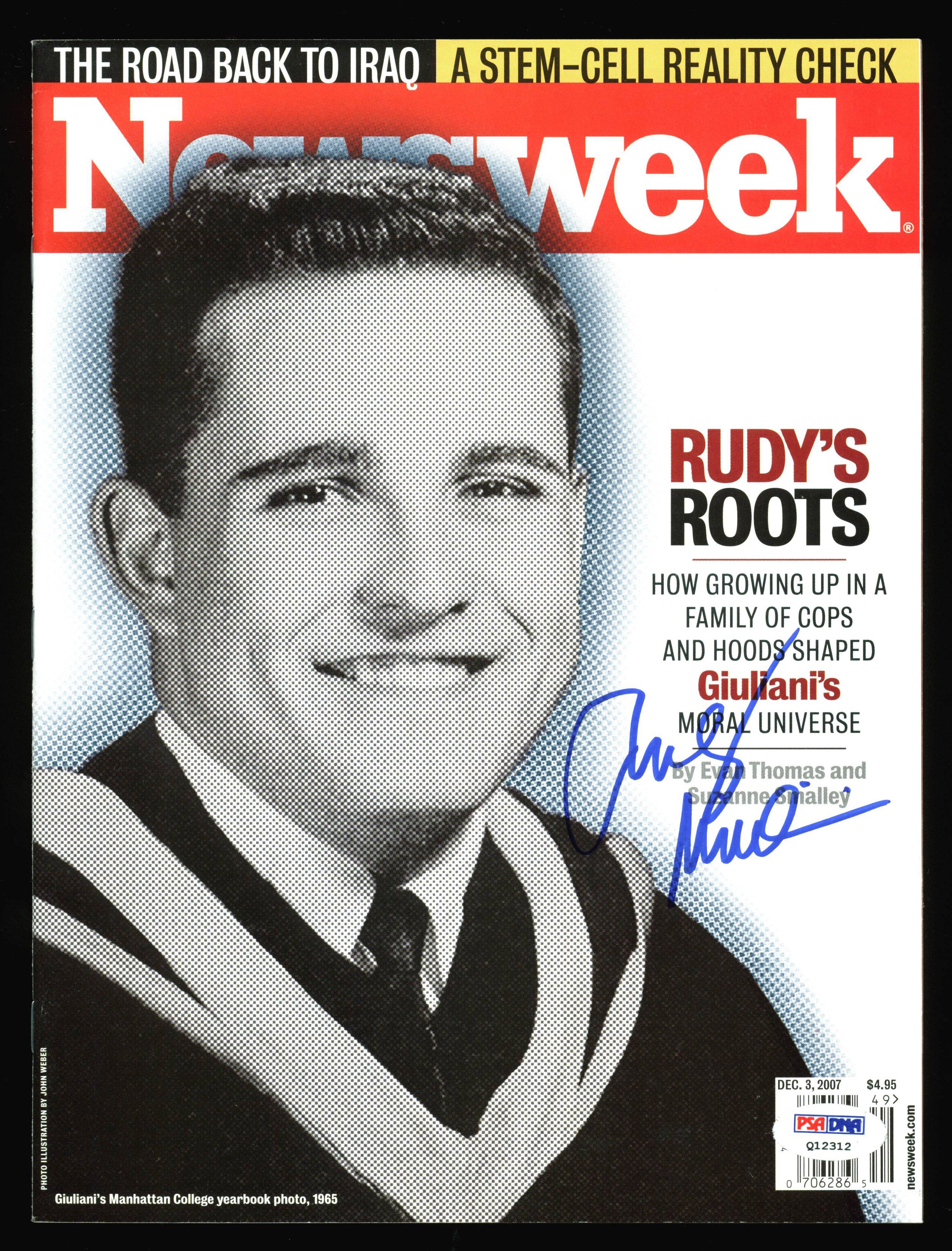 Rudy Giuliani Authentic Signed December 3,  2007 Newsweek Magazine PSA/DNA Q12312