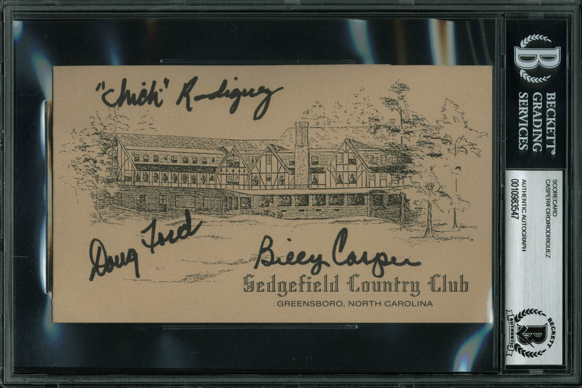 Billy Casper, Chi-Chi Rodriguez & Doug Ford Signed Scorecard BAS Slabbed