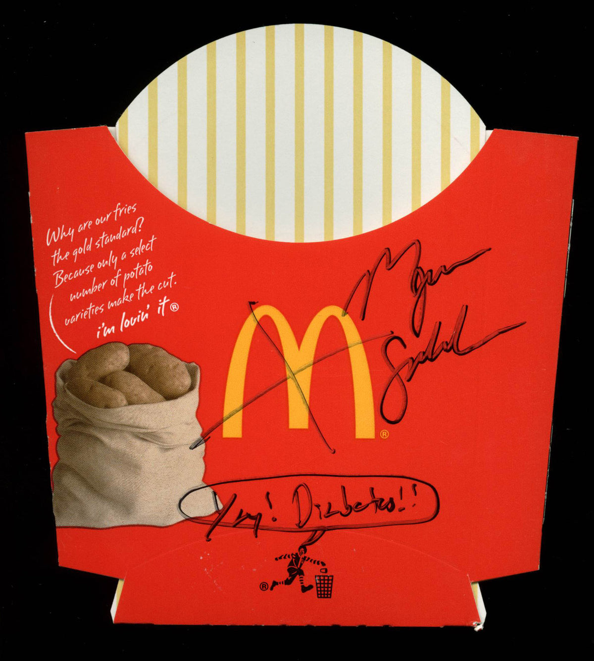 Morgan Spurlock "Yay! Diabetes!!" Signed McDonald's Large Fry  PSA/DNA #V22464