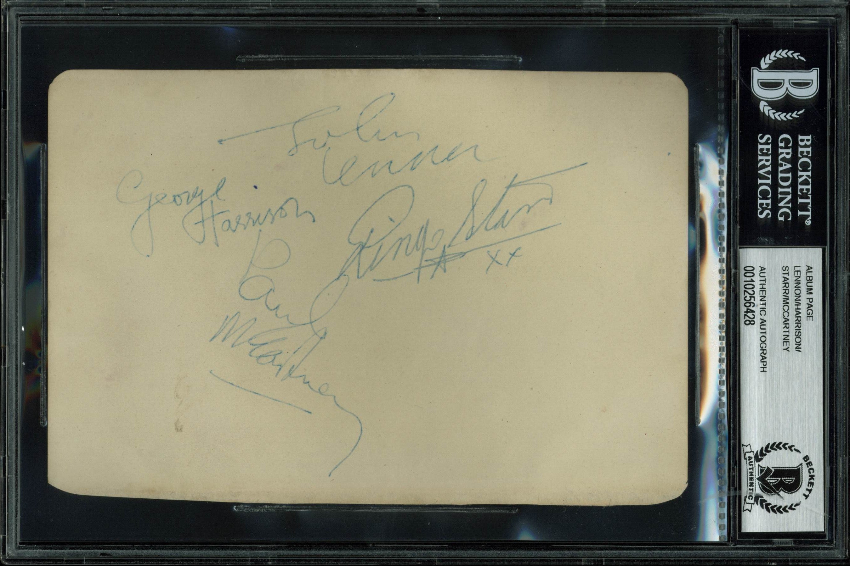 Beatles (4) McCartney, Lennon, Harrison & Starr Signed Album Page BAS Slabbed