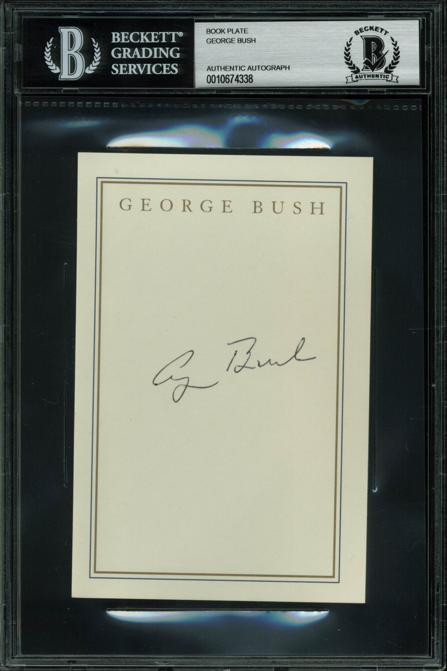 George H.W. Bush Authentic Signed 4x6 Book Plate Autographed BAS Slabbed