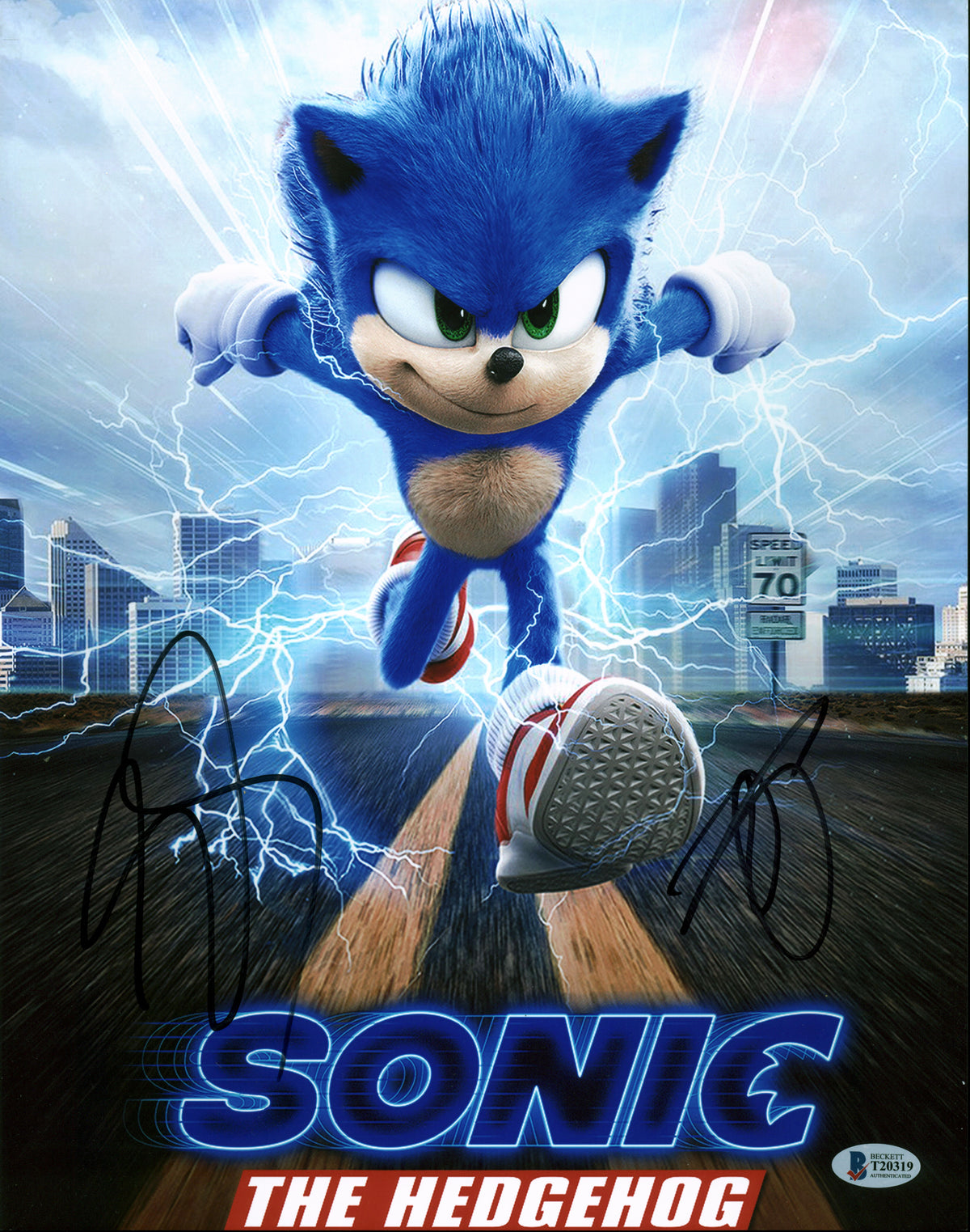Tika Sumpter & Ben Schwartz Sonic The Hedgehog Signed 11x14 Photo BAS #T20319