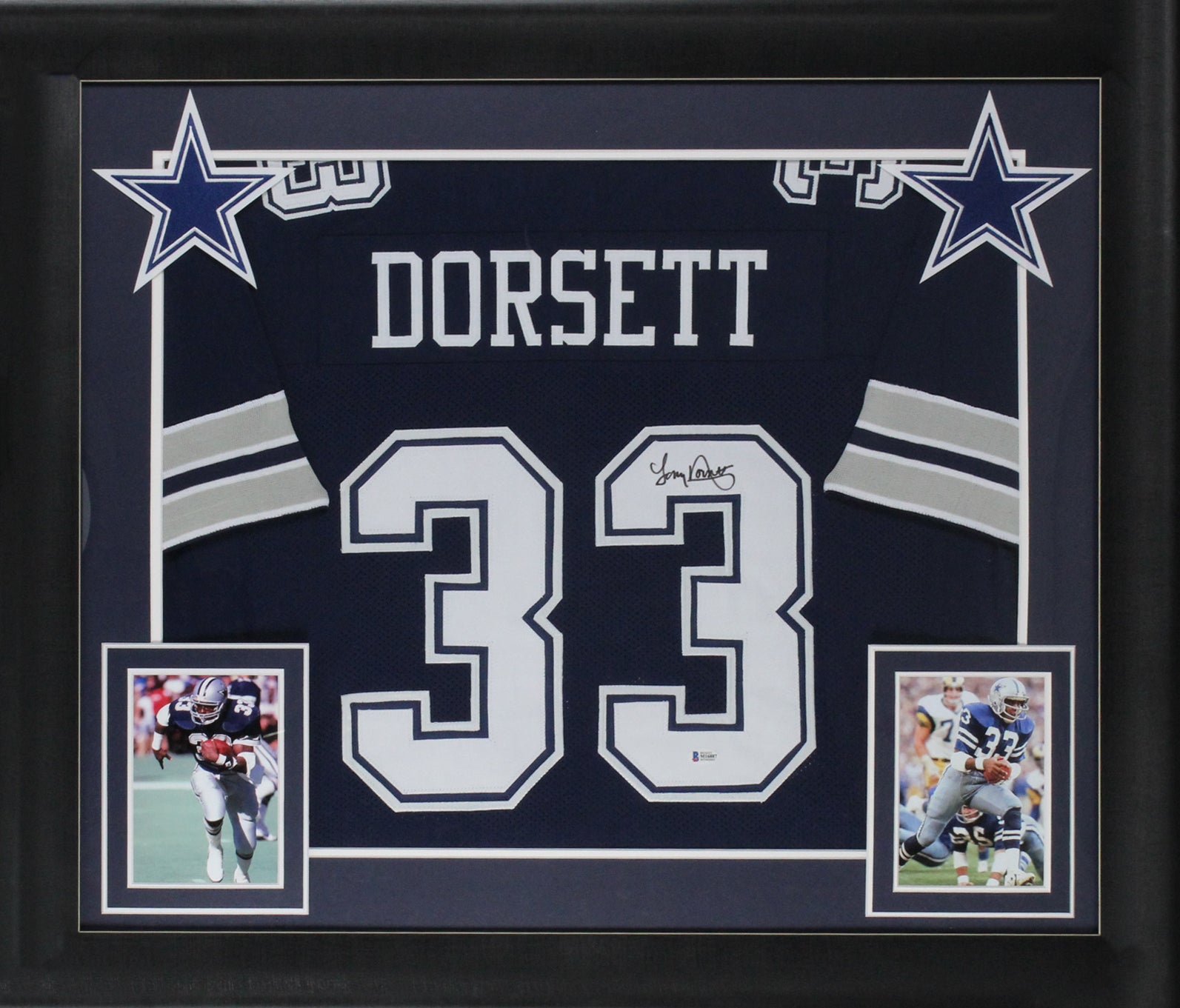 Tony Dorsett Authentic Signed Navy Pro Style Framed Jersey BAS Witnessed