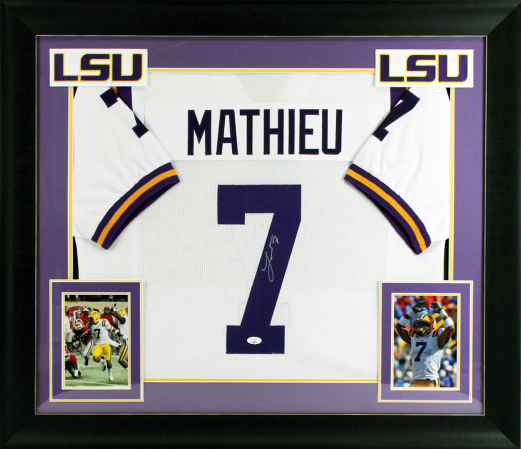 LSU Tyrann Mathieu Authentic Signed White Pro Style Framed Jersey JSA