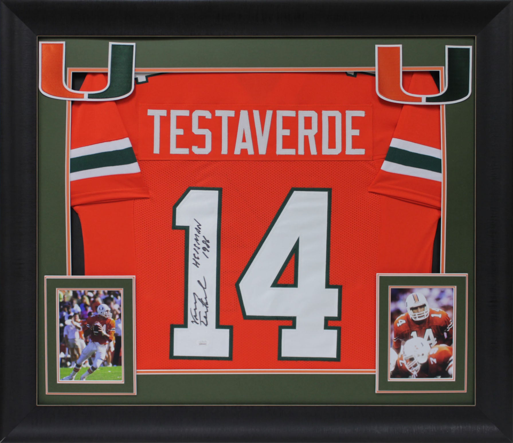 Miami Vinny Testaverde "Heisman 1986" Signed Orange Pro Style Framed Jersey JSA