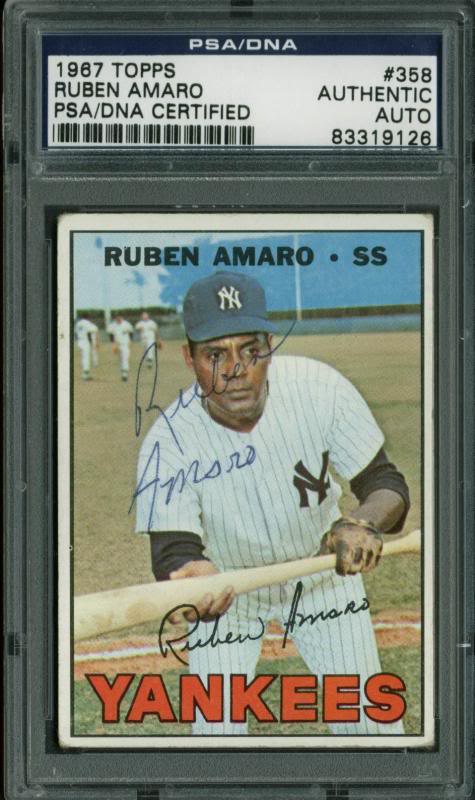 Yankees Ruben Amaro Authentic Signed Card 1967 Topps #358 PSA/DNA Slabbed
