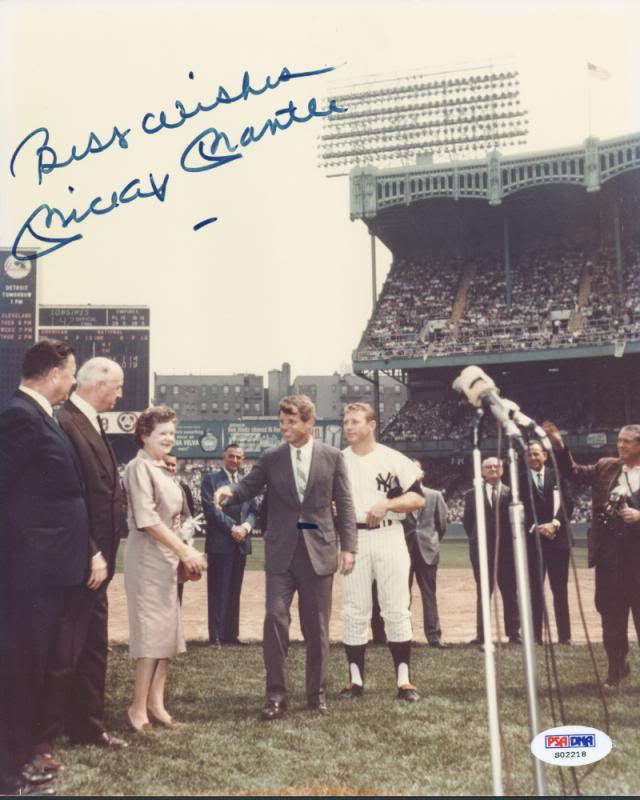 Yankees Mickey Mantle Signed Authentic 8X10 Photo W/ Rfk PSA/DNA #S02218