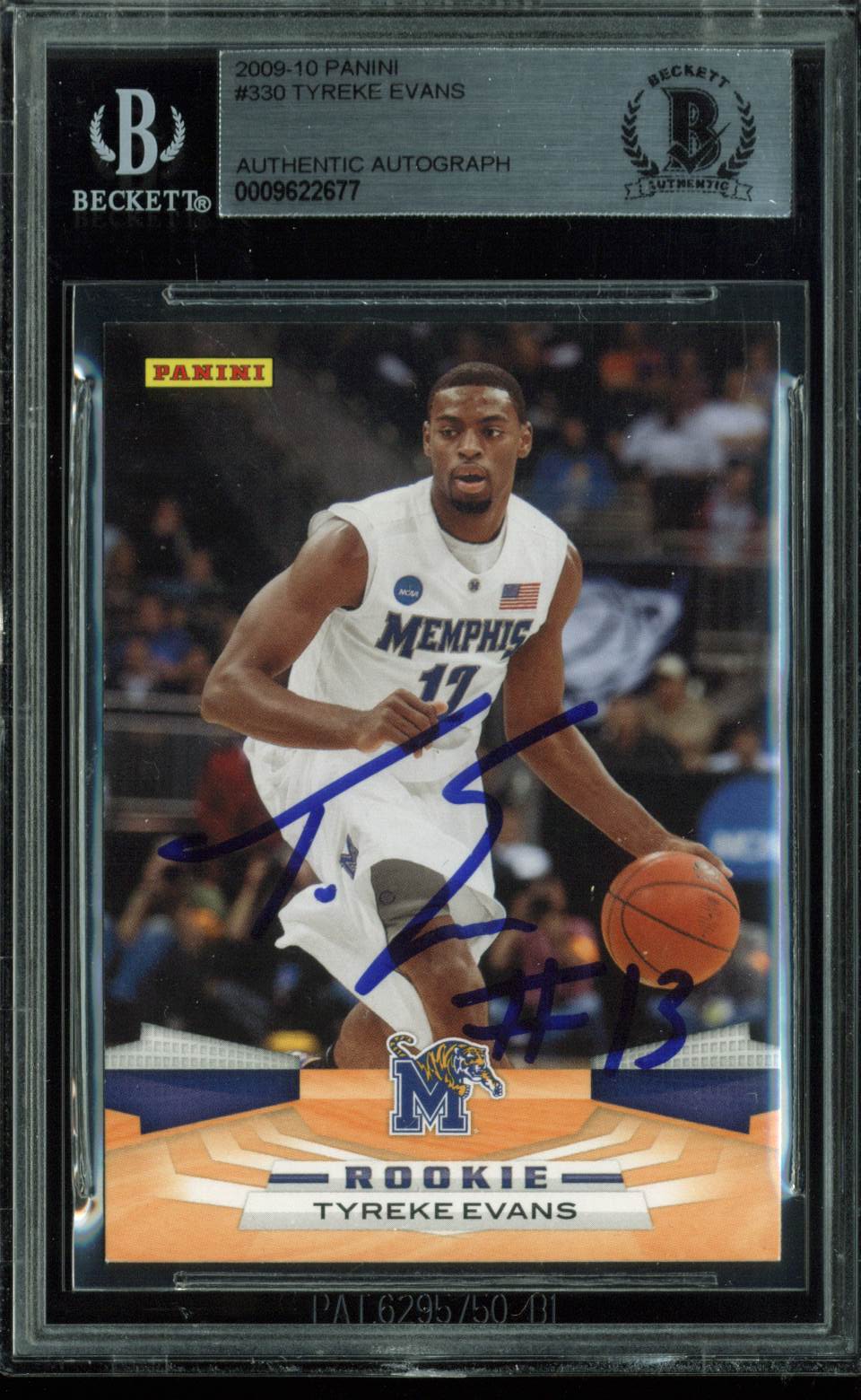 Kings Tyreke Evans Authentic Signed Card 2009 Panini RC #330 BAS Slabbed
