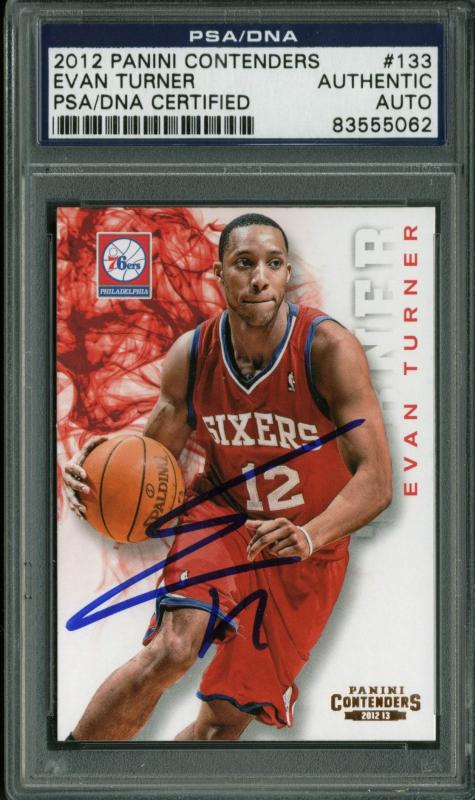 76Ers Evan Turner Authentic Signed Card 2012 Panini Contenders #133 PSA Slabbed