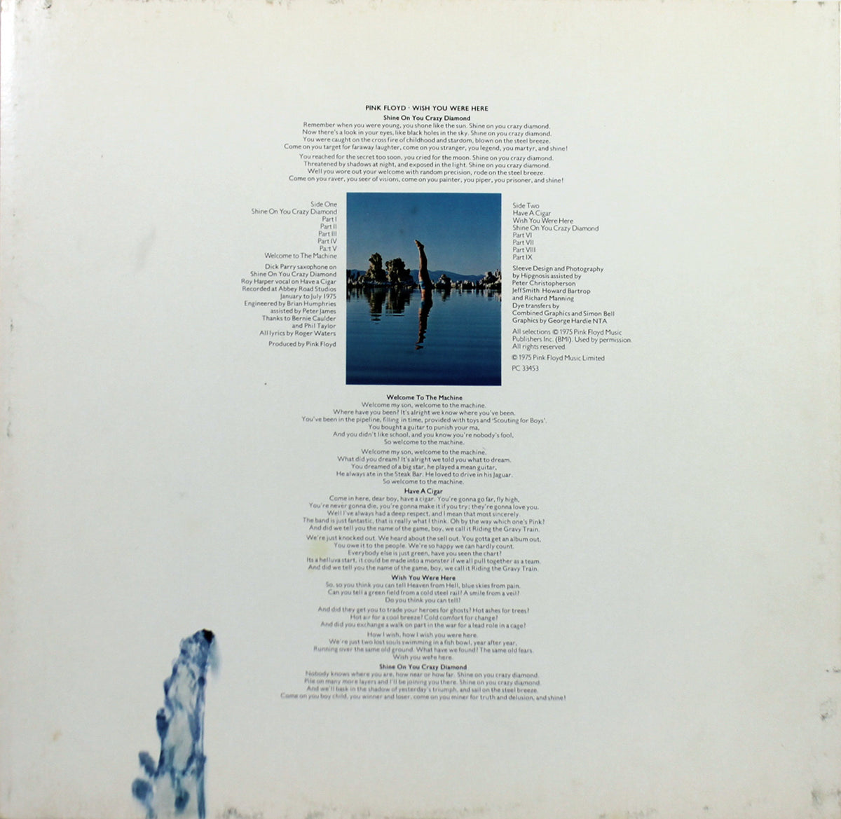 Roger Waters Pink Floyd Signed Wish You Were Here Album Cover BAS #B74015