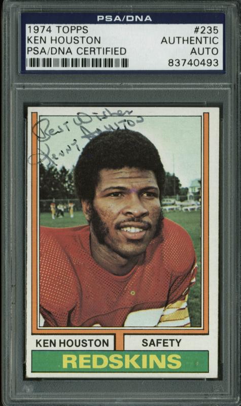 Redskins Ken Houston Authentic Signed Card 1974 Topps #235 PSA Slabbed #83740493