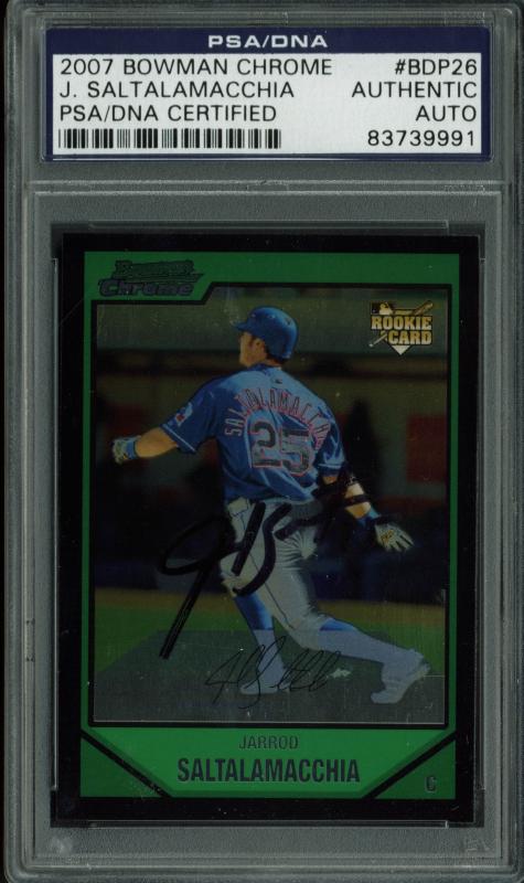 Jarrod Saltalamacchia Signed Card 2007 Bowman Chrome Rc #Bdp26 PSA/DNA Slabbed