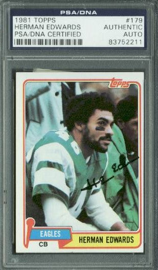 Eagles Herman Edwards Signed Card 1981 Topps #179 PSA/DNA Slabbed #83752211