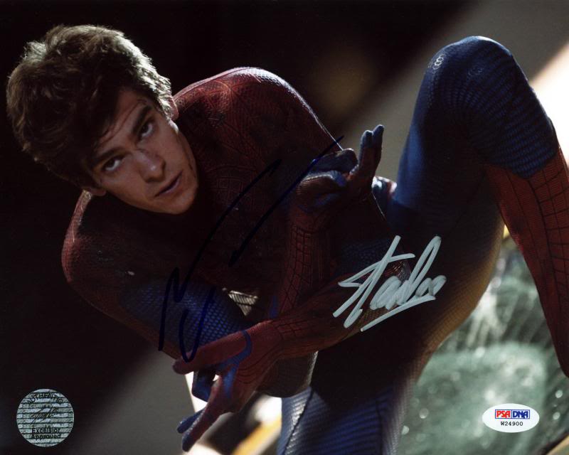 Stan Lee & Andrew Garfield Spider-Man Signed Authentic 8X10 Photo PSA #W24900