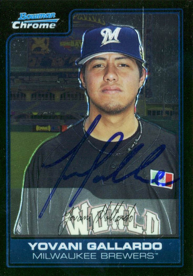 Brewers Yovani Gallardo Authentic Signed Card 2006 Bowman Chrome #FG13 w/ COA