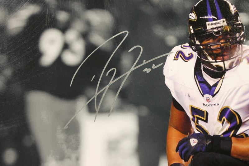 Ravens Ray Lewis Authentic Signed 24X30 Canvas Autographed PSA/DNA ITP