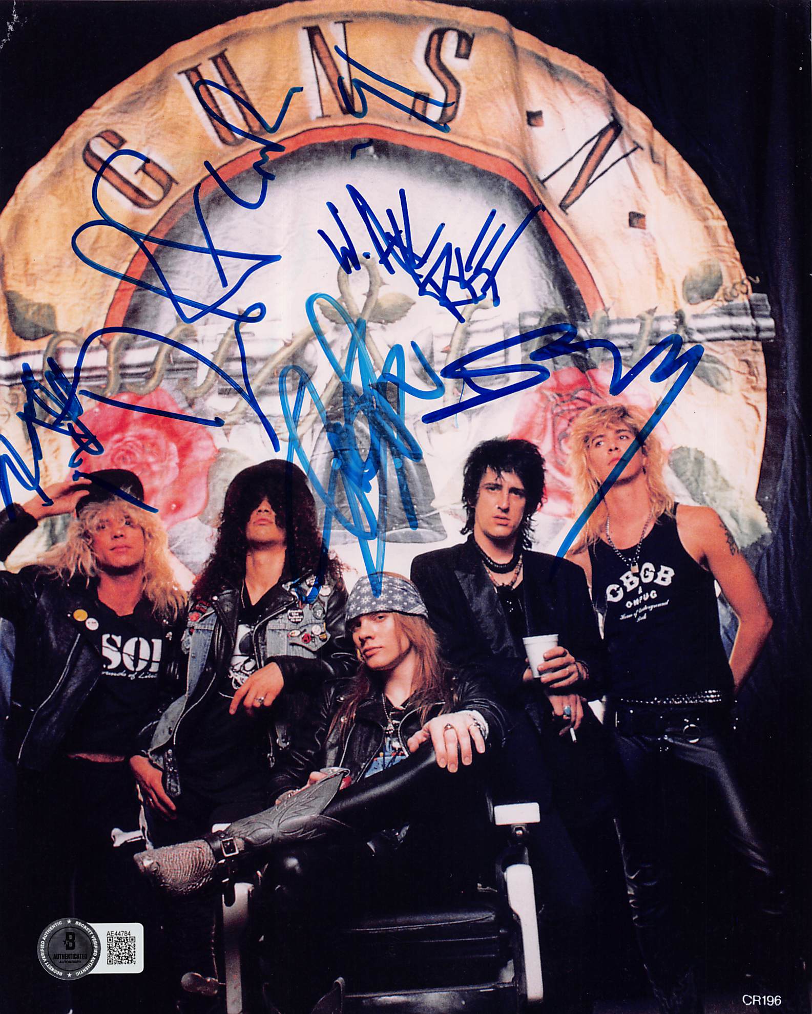 GNR (5) Rose, Slash, McKagan, Stradlin & Adler Signed 8x10 Photo BAS #AE44784