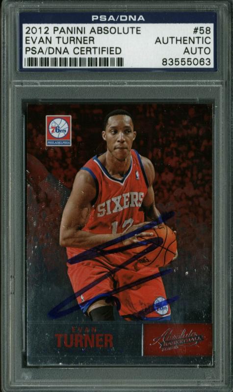 76Ers Evan Turner Authentic Signed Card 2012 Panini Absolute #58 PSA/DNA Slabbed