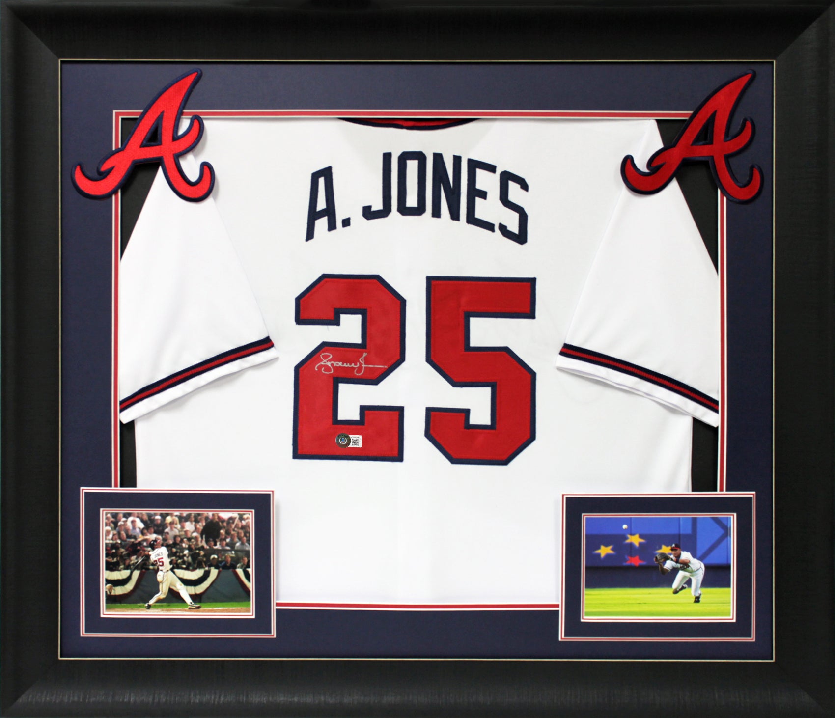 Andruw Jones Authentic Signed White Pro Style Framed Jersey Autographed BAS