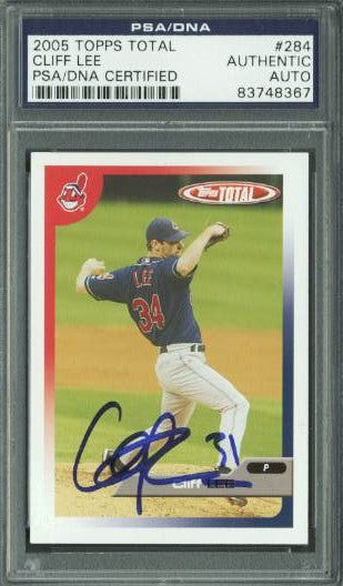 Indians Cliff Lee Signed Card 2005 Topps Total #284 PSA/DNA Slabbed #83748367