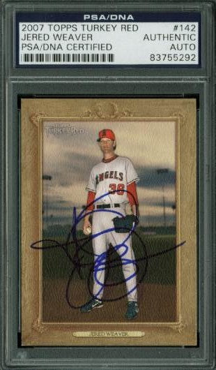 Angels Jered Weaver Authentic Signed Card 2007 Topps Turkey Red #142 PSA Slabbed