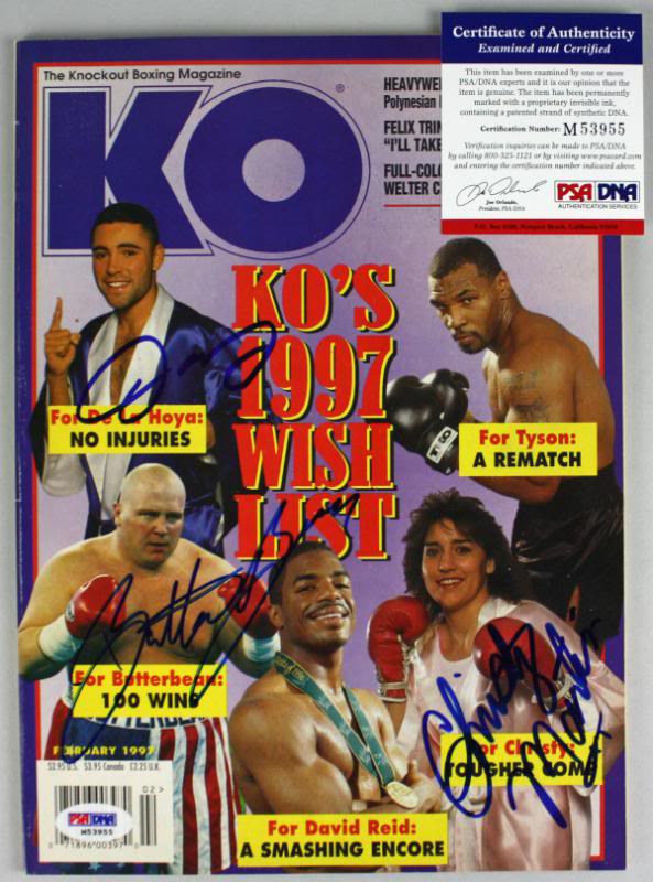 Oscar De La Hoya, Butterbean & Christy Martin Authentic Signed Mag PSA #M53955