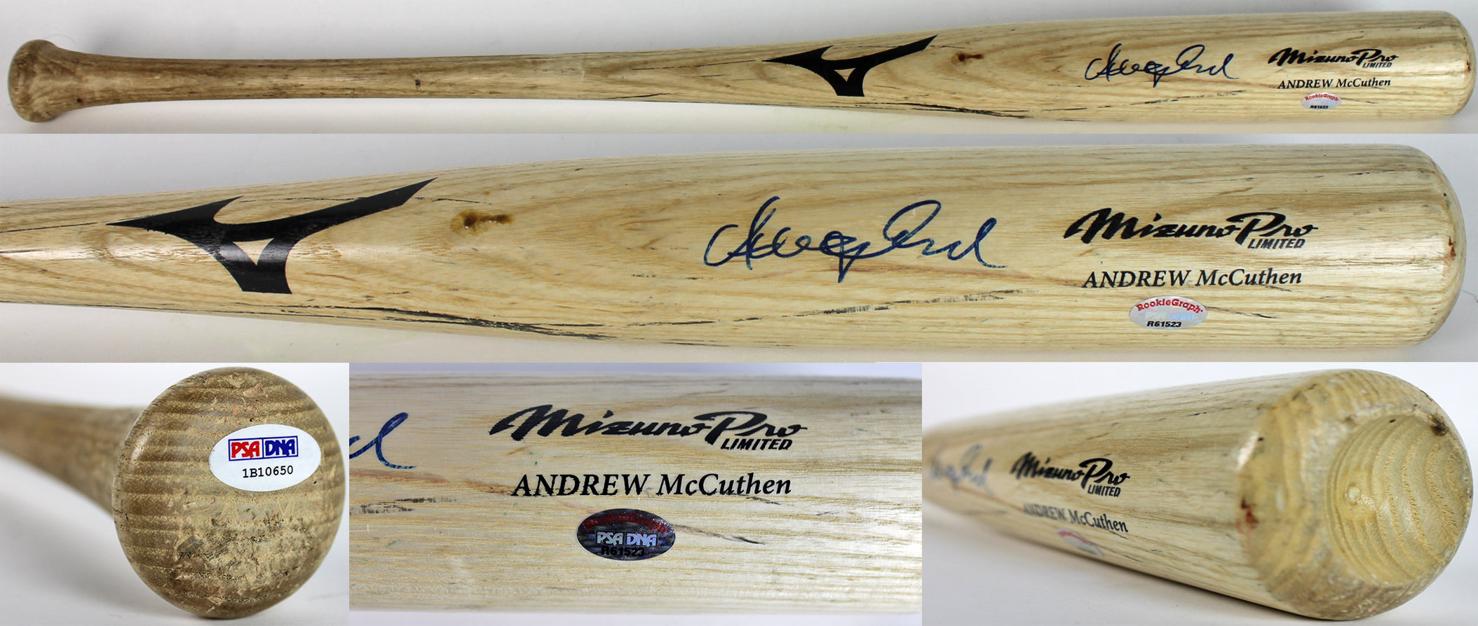 Pirates Andrew McCutchen Signed Game Used Rookie Baseball Bat PSA Rookiegraph